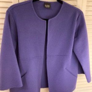 Eileen Fisher 100% wool open front jacket with 3/4 length sleeves PM